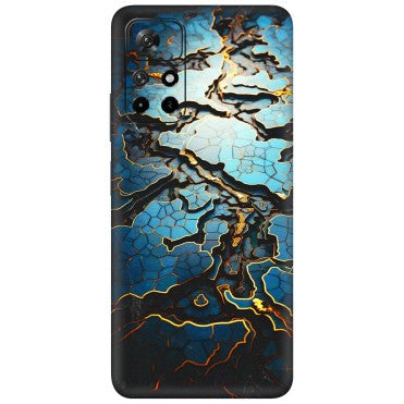 Xiaomi Redmi Phone Skins (All Models) - Blue Gold Abstract - 3D Embossed Finish (L-11) Redmi Note 11T 5G