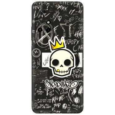 Xiaomi Redmi Phone Skins (All Models) - Funny Skull Black Chalk Grafitti - 3D Embossed Finish (L-22) Redmi Note 11T 5G