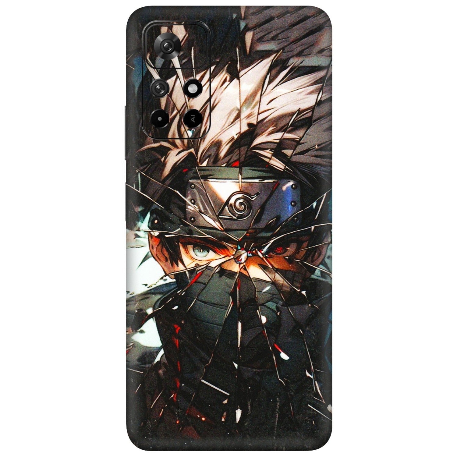 Xiaomi Redmi Phone Skins (All Models) - Kakashi Shattered Glass Effect - 3D Embossed Finish (L-237) Redmi Note 11T 5G