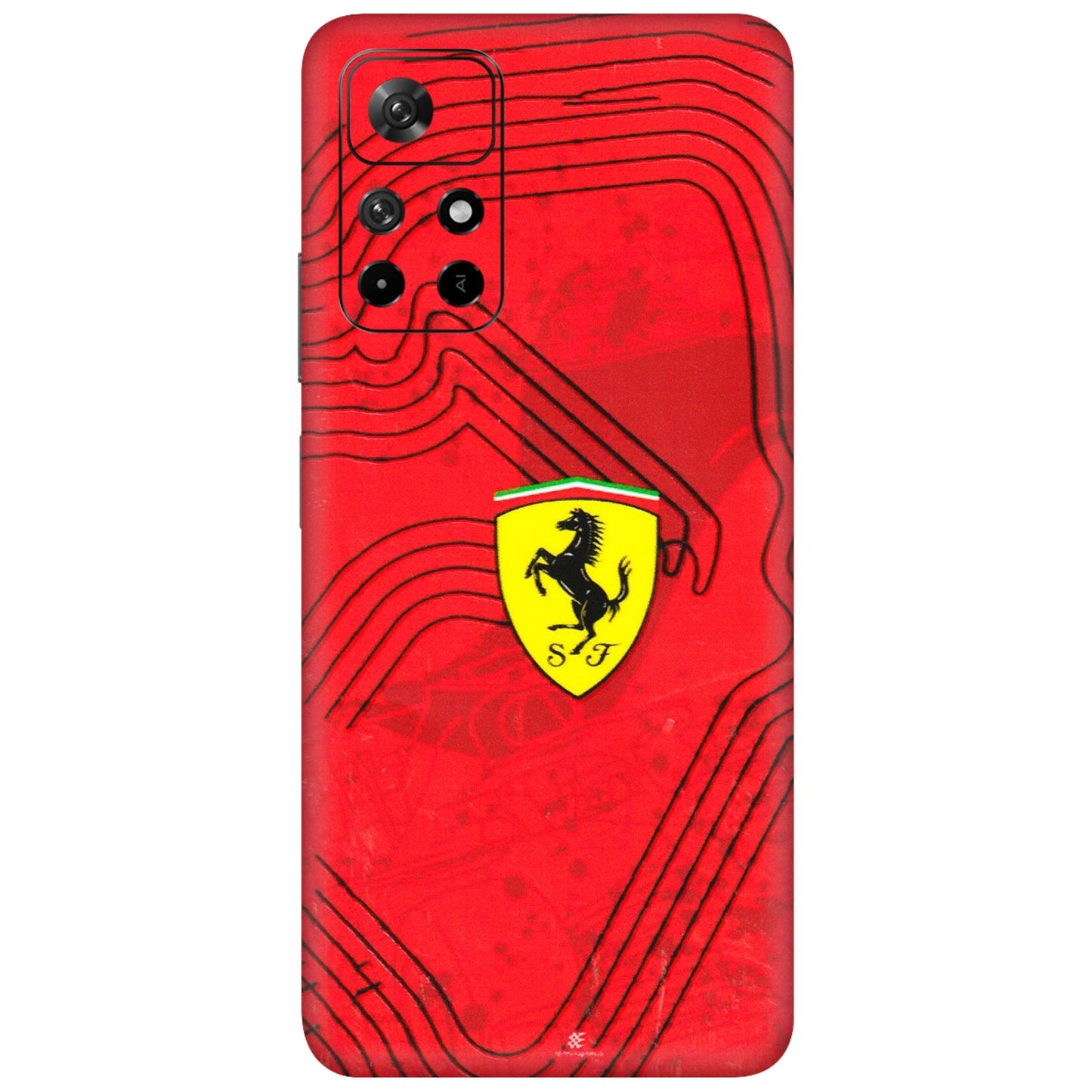 Xiaomi Redmi Phone Skins (All Models) - Red Ferrari Logo Stylish - 3D Embossed Finish (L-238) Redmi Note 11T 5G