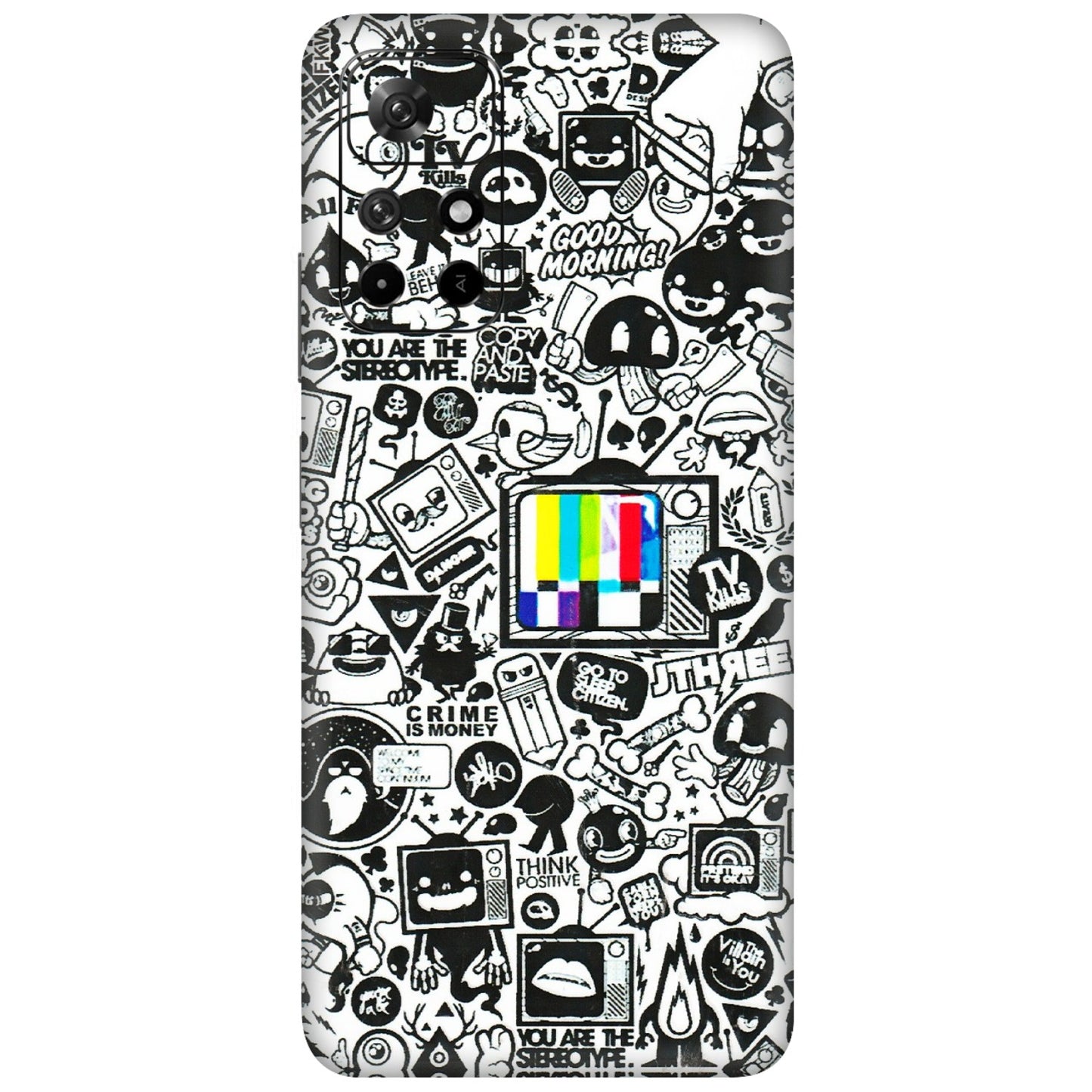 Xiaomi Redmi Phone Skins (All Models) - Doodles Positive Art - 3D Embossed Finish (L-263) Redmi Note 11T 5G