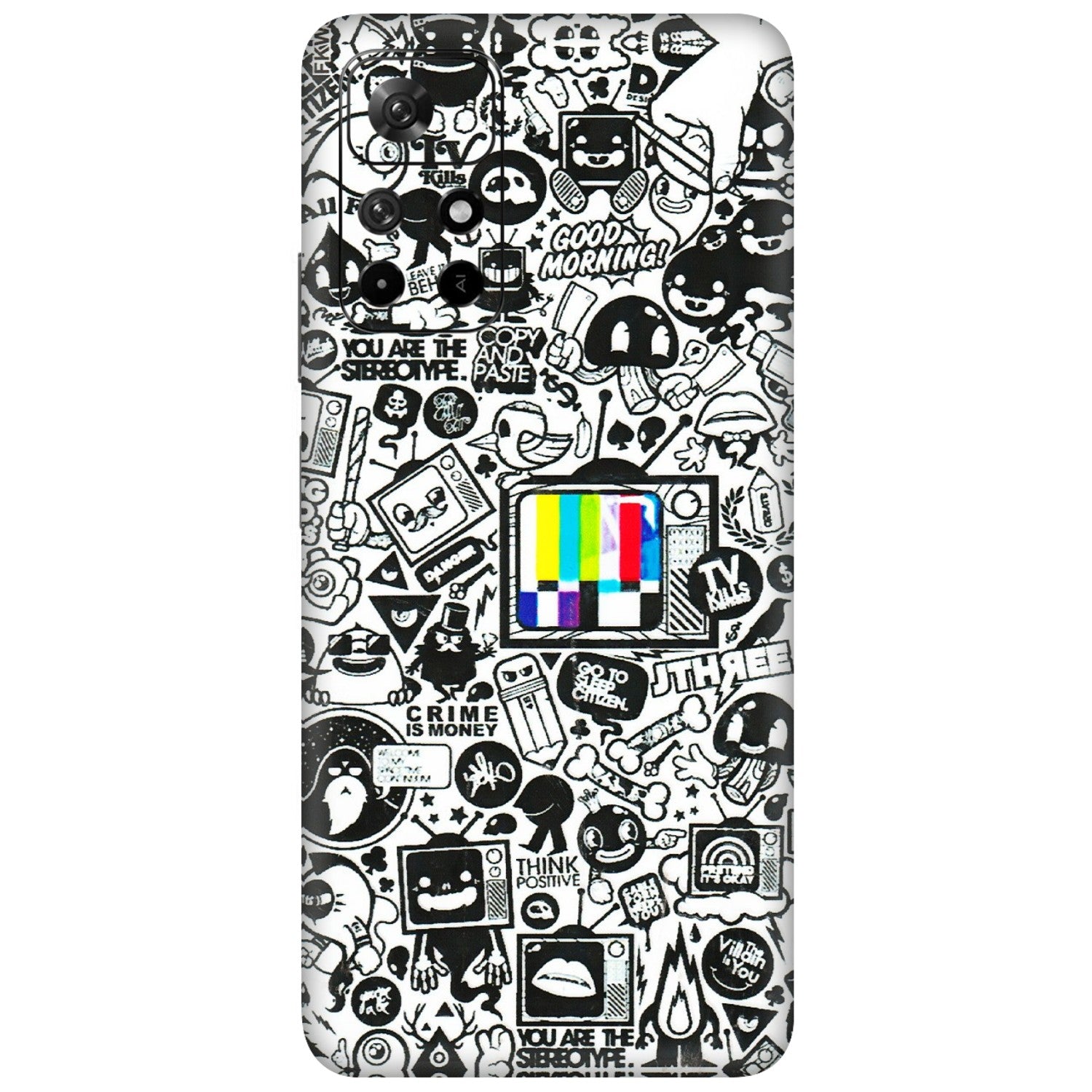 Xiaomi Redmi Phone Skins (All Models) - Doodles Positive Art - 3D Embossed Finish (L-263) Redmi Note 11T 5G