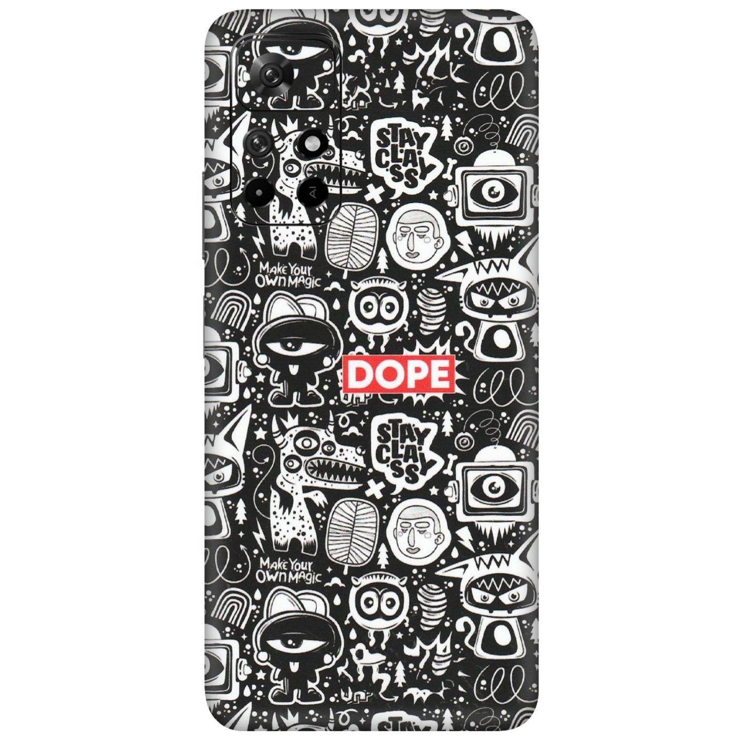 Xiaomi Redmi Phone Skins (All Models) - Dope Stay Classy Black Doodles - Matte Finish (M-126) Redmi Note 11T 5G