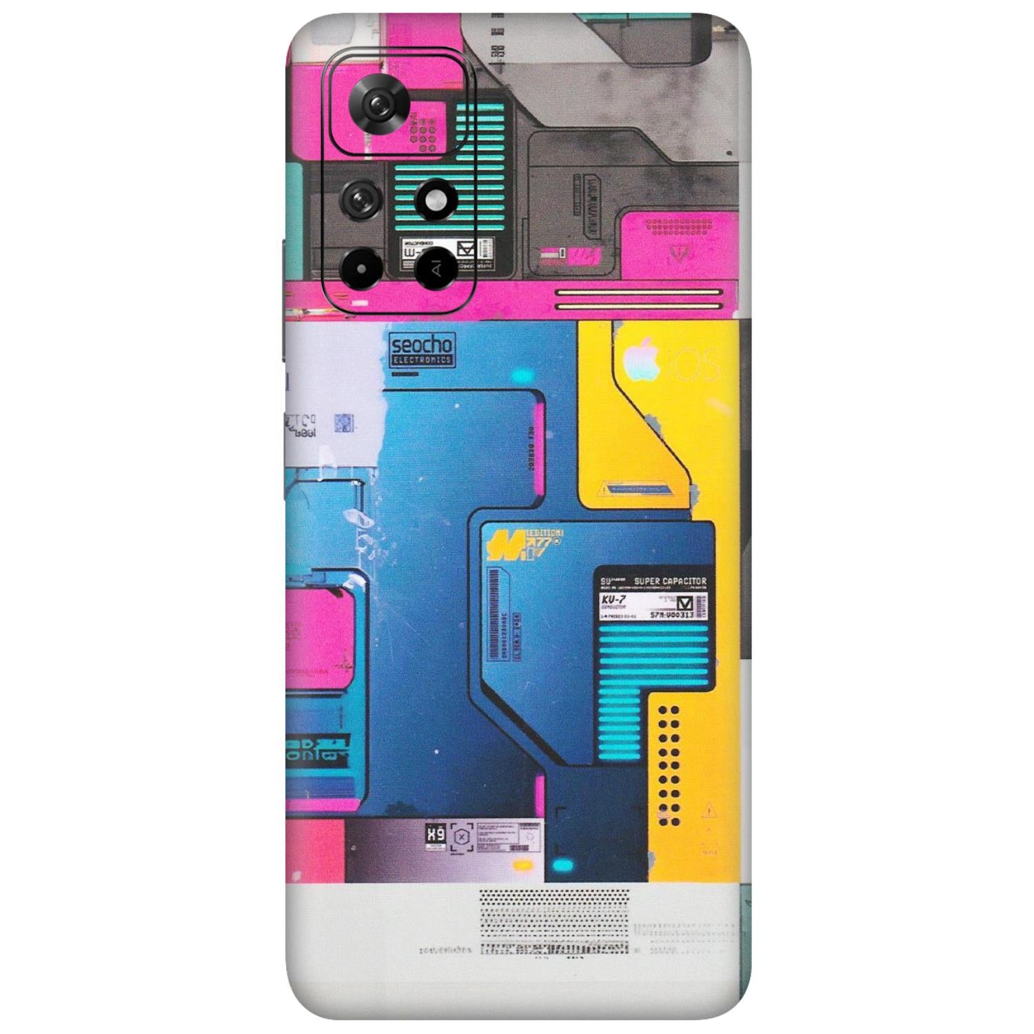 Xiaomi Redmi Phone Skins (All Models) - Colourfull Motherboard Internals - Matte Finish (M-55) Redmi Note 11T 5G