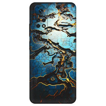 Xiaomi Redmi Phone Skins (All Models) - Blue Gold Abstract - 3D Embossed Finish (L-11) Redmi Note 11