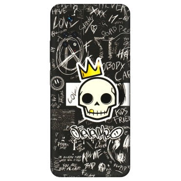 Xiaomi Redmi Phone Skins (All Models) - Funny Skull Black Chalk Grafitti - 3D Embossed Finish (L-22) Redmi Note 11