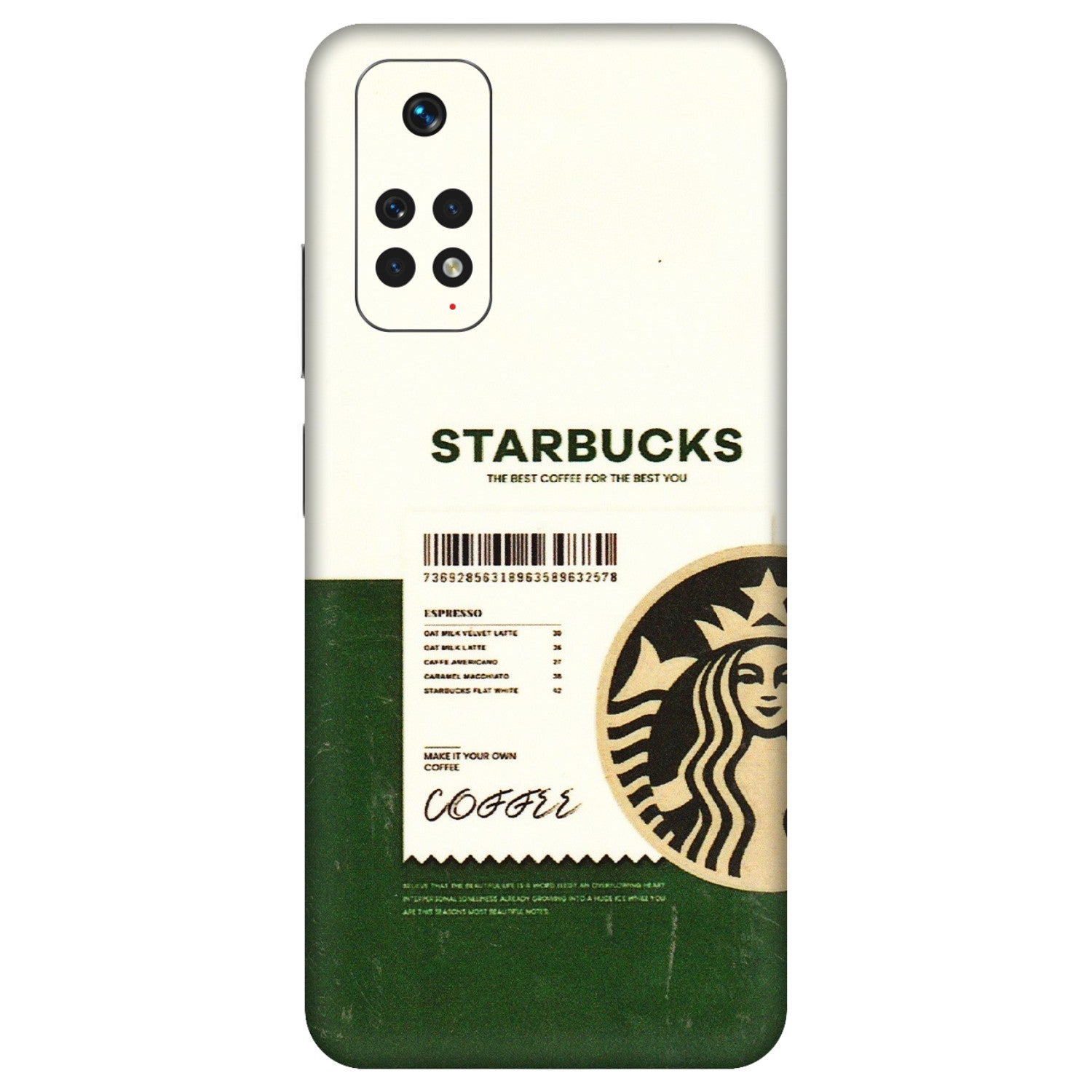 Xiaomi Redmi Phone Skins (All Models) - Starbucks Barcode - 3D Embossed Finish (L-308) Redmi Note 11