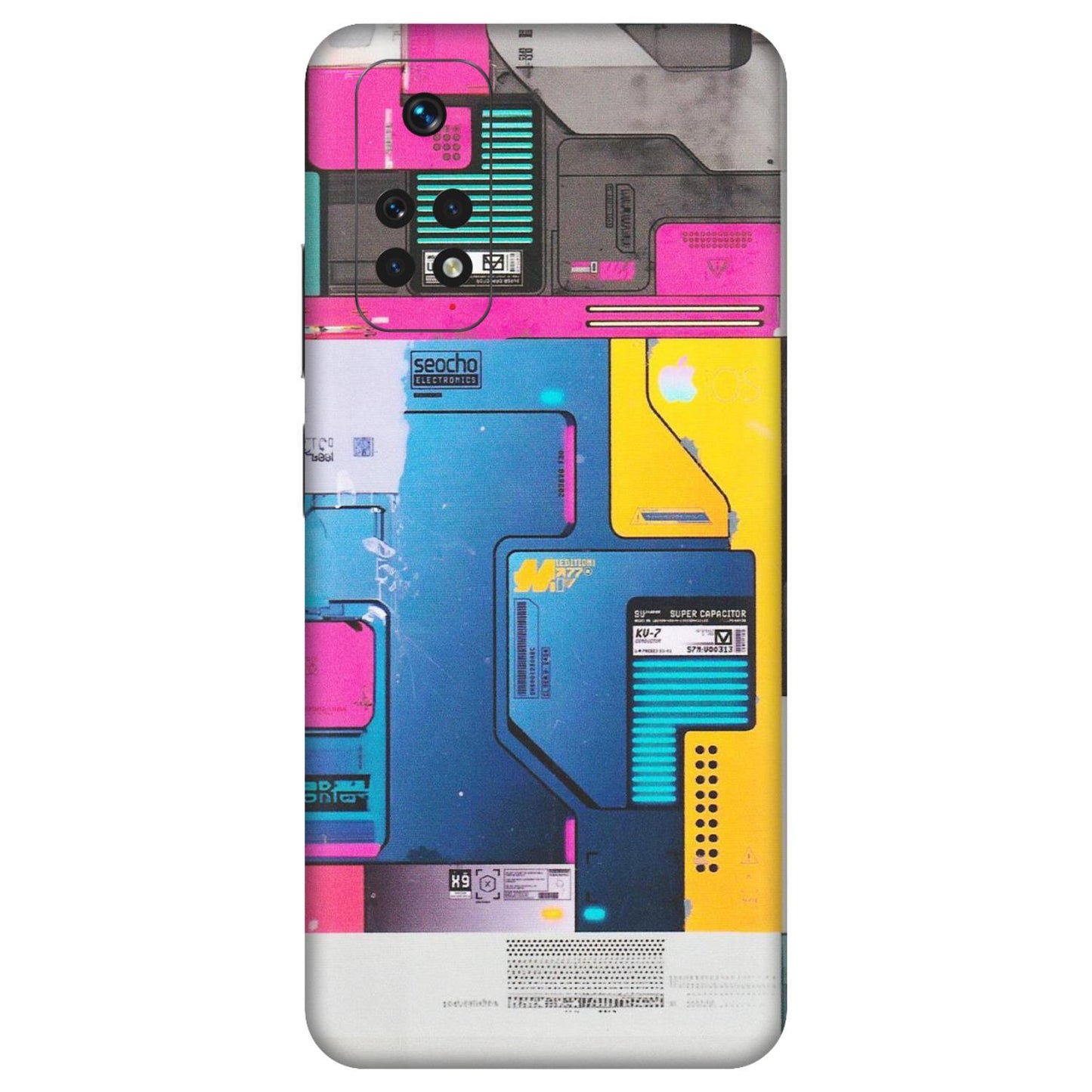 Xiaomi Redmi Phone Skins (All Models) - Colourfull Motherboard Internals - Matte Finish (M-55) Redmi Note 11