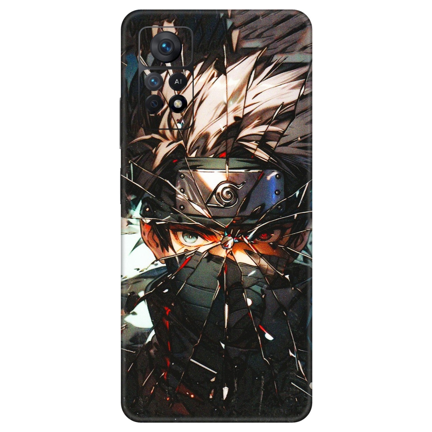 Xiaomi Redmi Phone Skins (All Models) - Kakashi Shattered Glass Effect - 3D Embossed Finish (L-237) Redmi Note 11 Pro