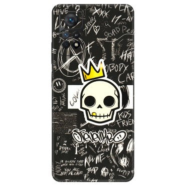 Xiaomi Redmi Phone Skins (All Models) - Funny Skull Black Chalk Grafitti - 3D Embossed Finish (L-22) Redmi Note 11 Pro Plus 5G