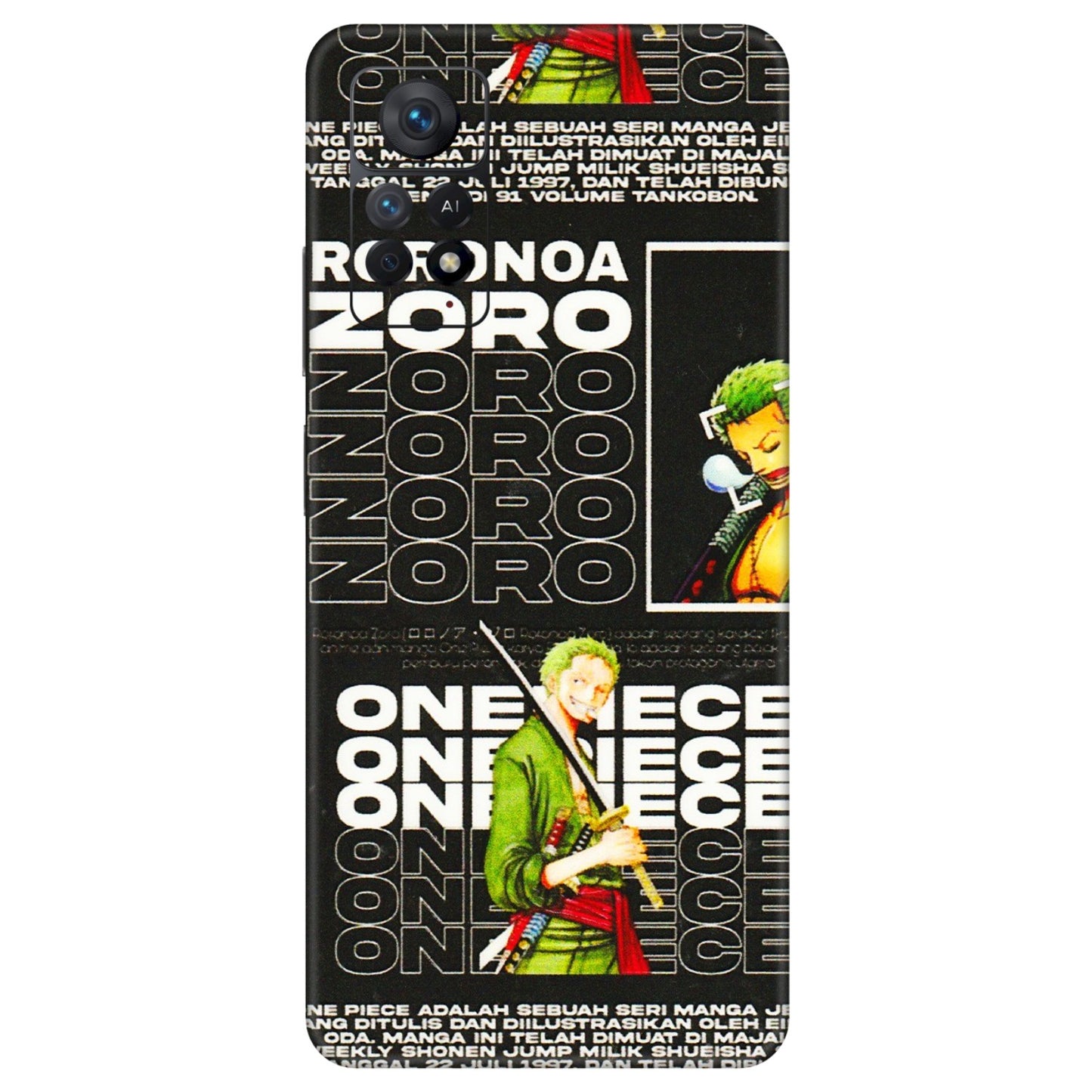 Xiaomi Redmi Phone Skins (All Models) - One Piece Zoro - 3D Embossed Finish (L-250) Redmi Note 11 Pro Plus 5G