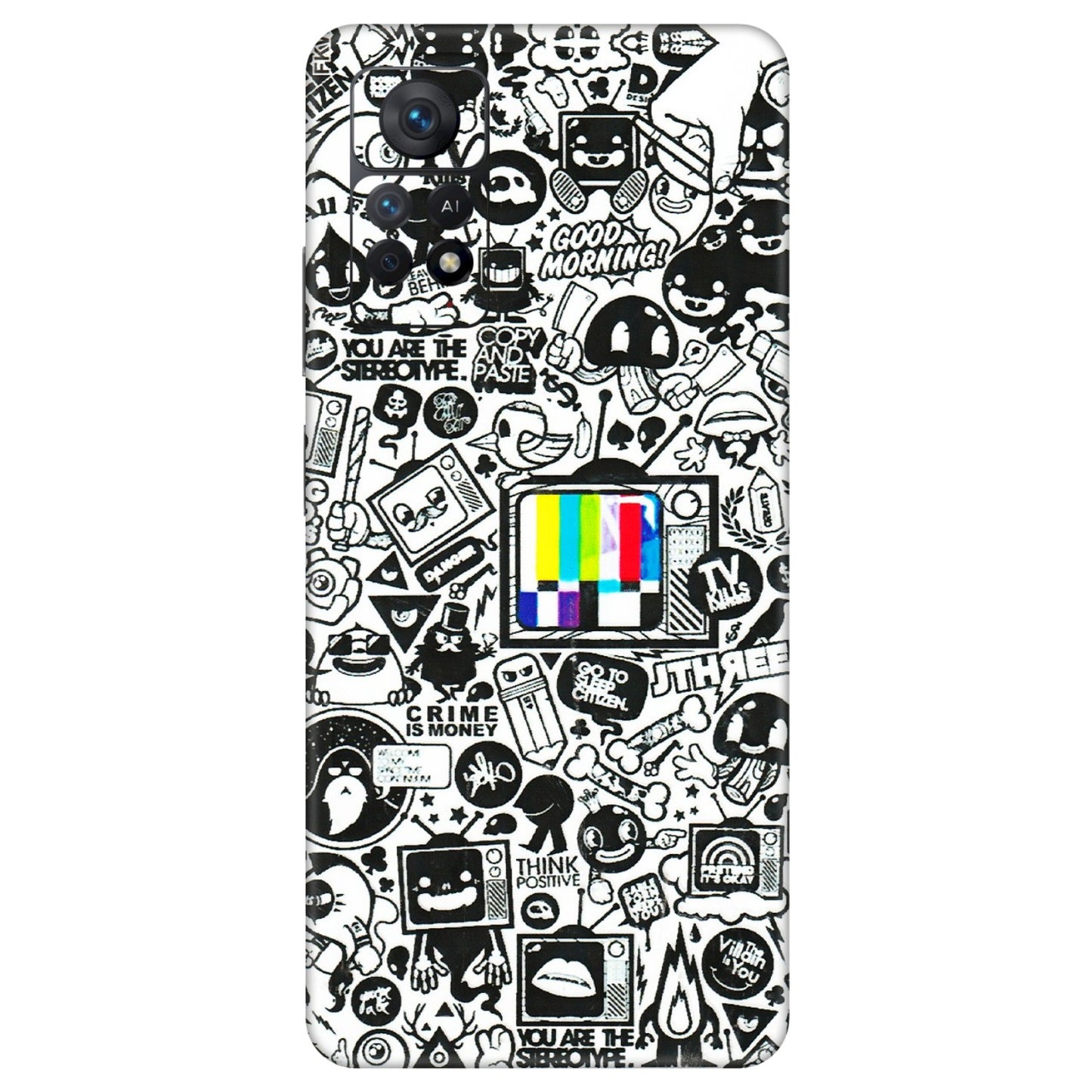 Xiaomi Redmi Phone Skins (All Models) - Doodles Positive Art - 3D Embossed Finish (L-263) Redmi Note 11 Pro Plus 5G