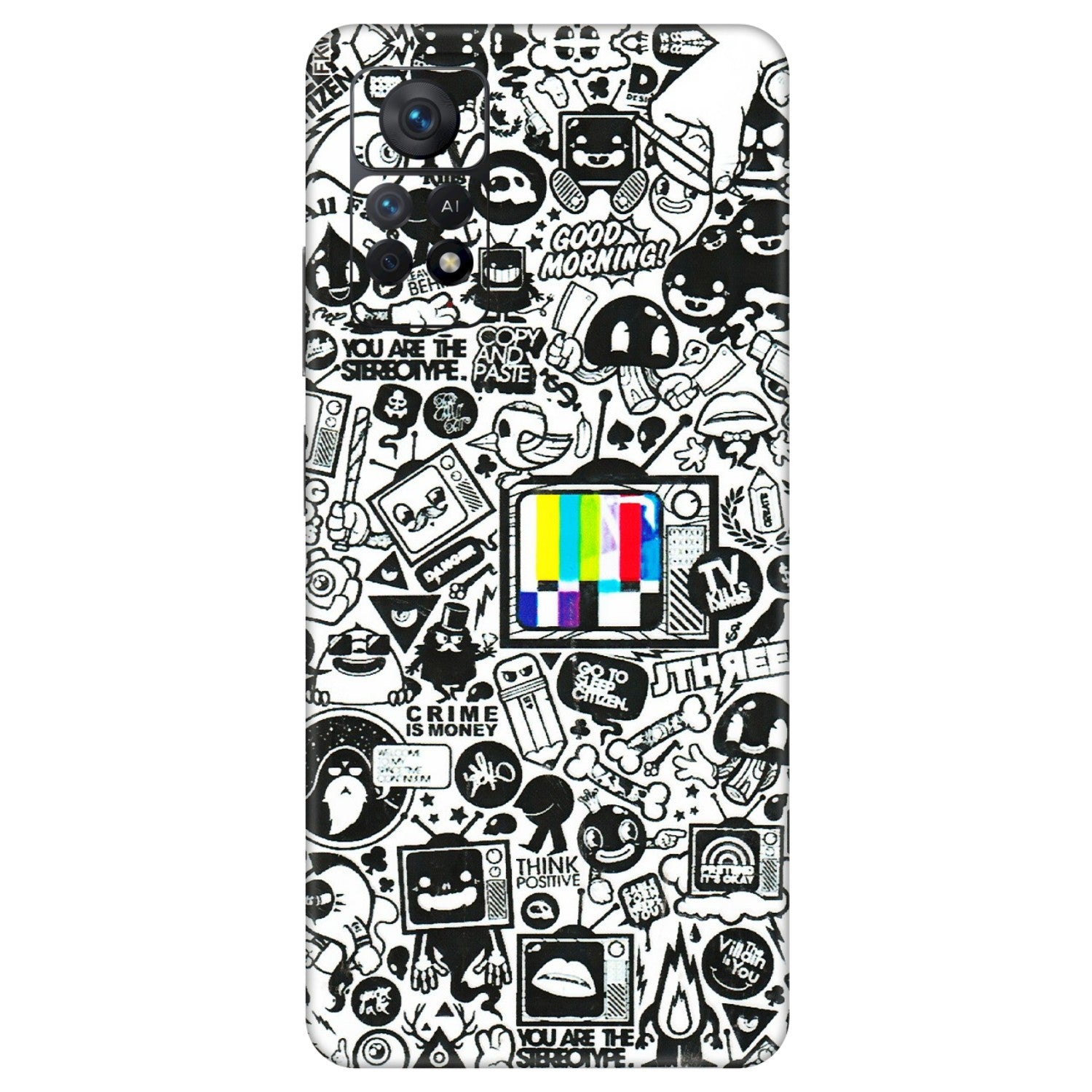 Xiaomi Redmi Phone Skins (All Models) - Doodles Positive Art - 3D Embossed Finish (L-263) Redmi Note 11 Pro Plus 5G