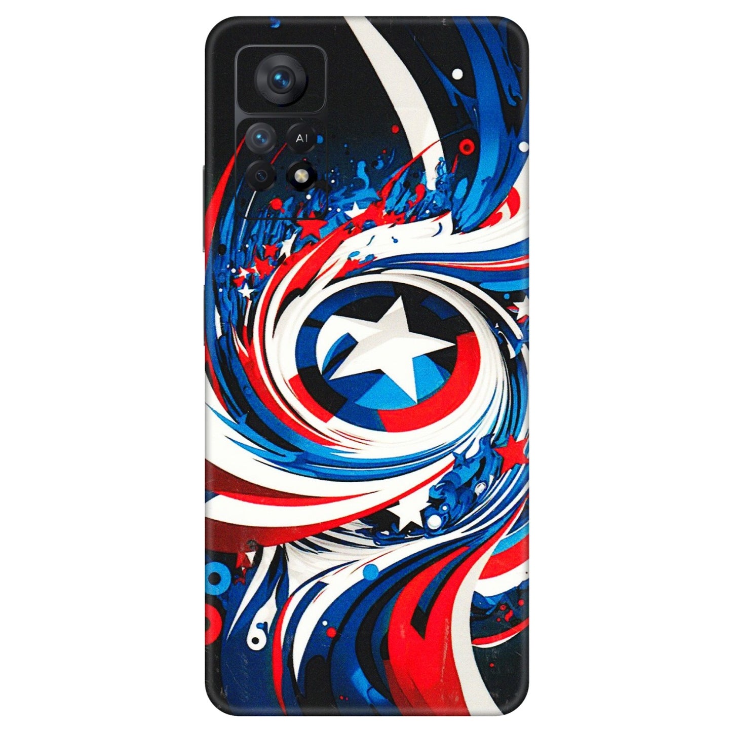 Xiaomi Redmi Phone Skins (All Models) - Captain America Logo - 3D Embossed Finish (L-307) Redmi Note 11 Pro Plus 5G