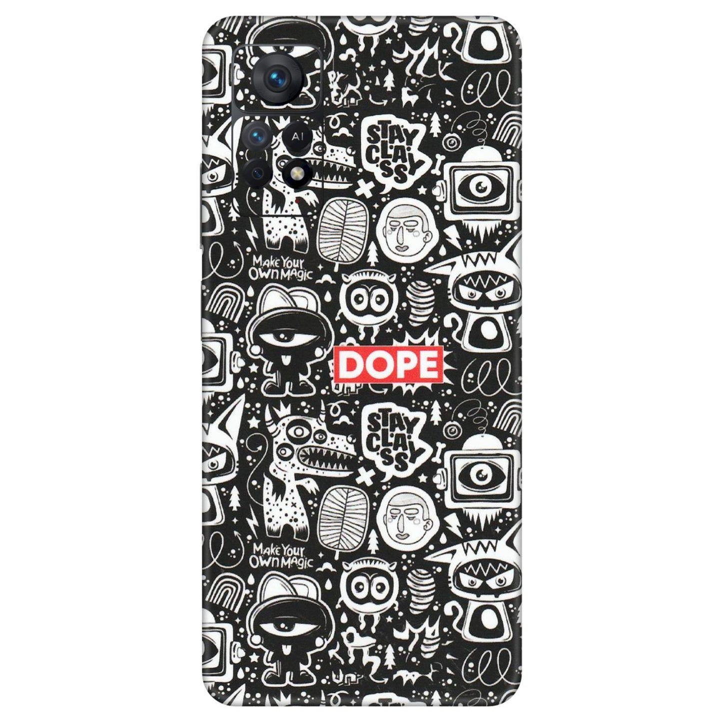 Xiaomi Redmi Phone Skins (All Models) - Dope Stay Classy Black Doodles - Matte Finish (M-126) Redmi Note 11 Pro Plus 5G
