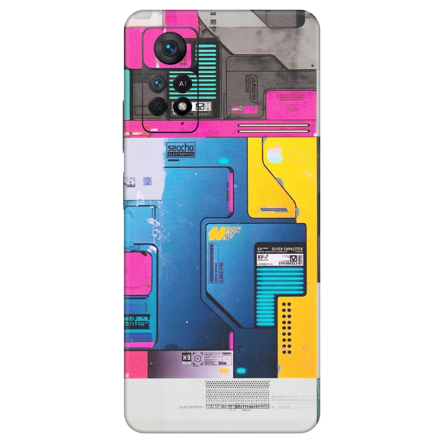 Xiaomi Redmi Phone Skins (All Models) - Colourfull Motherboard Internals - Matte Finish (M-55) Redmi Note 11 Pro Plus 5G