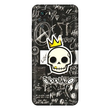 Xiaomi Redmi Phone Skins (All Models) - Funny Skull Black Chalk Grafitti - 3D Embossed Finish (L-22) Redmi Note 11SE