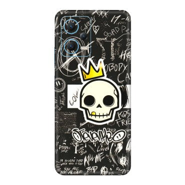 Xiaomi Redmi Phone Skins (All Models) - Funny Skull Black Chalk Grafitti - 3D Embossed Finish (L-22) Redmi Note 12 5G