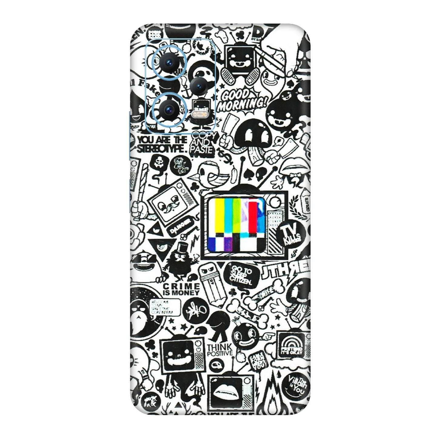 Xiaomi Redmi Phone Skins (All Models) - Doodles Positive Art - 3D Embossed Finish (L-263) Redmi Note 12 5G