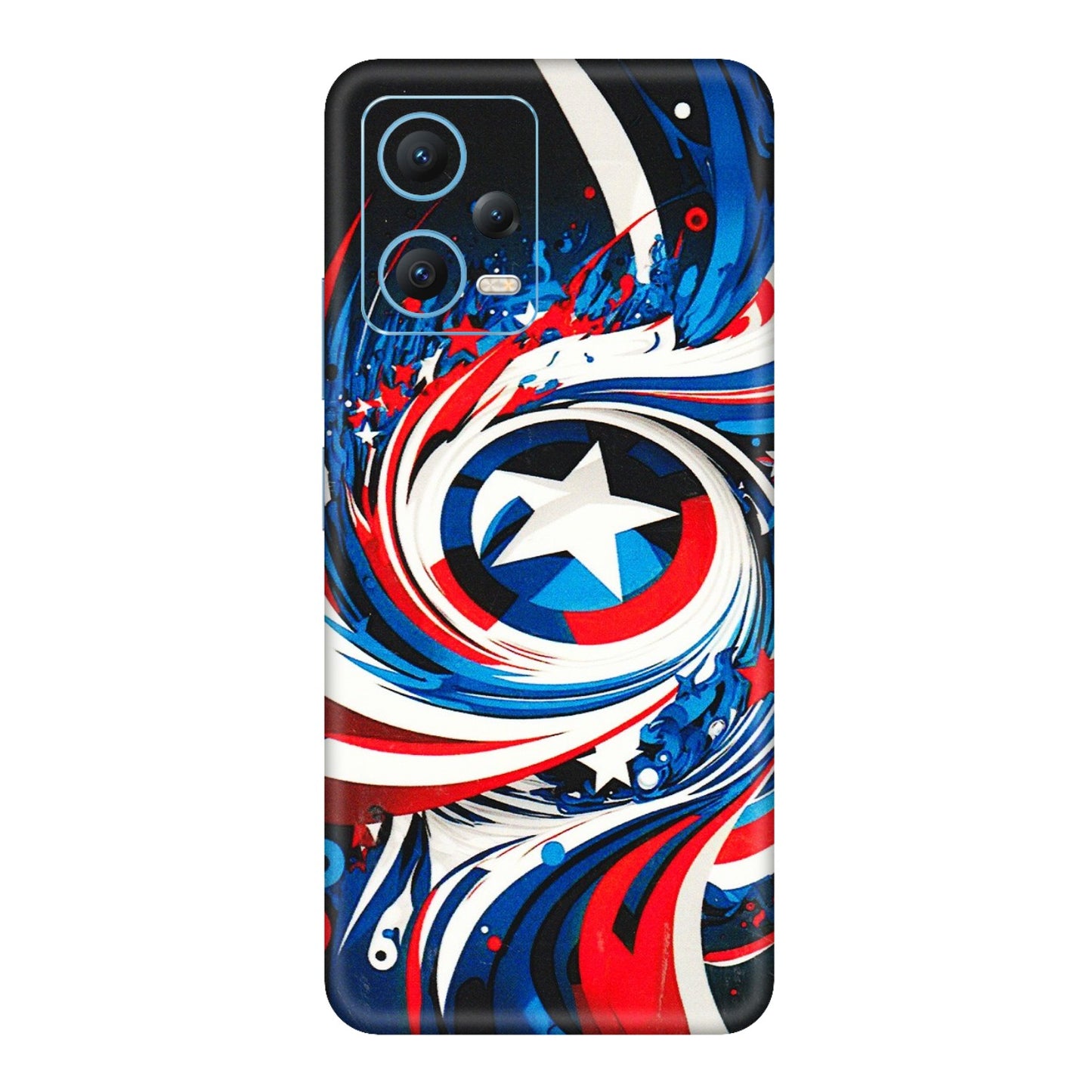 Xiaomi Redmi Phone Skins (All Models) - Captain America Logo - 3D Embossed Finish (L-307) Redmi Note 12 5G