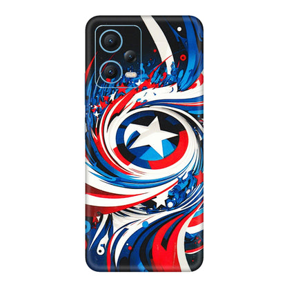 Xiaomi Redmi Phone Skins (All Models) - Captain America Logo - 3D Embossed Finish (L-307) Redmi Note 12 5G