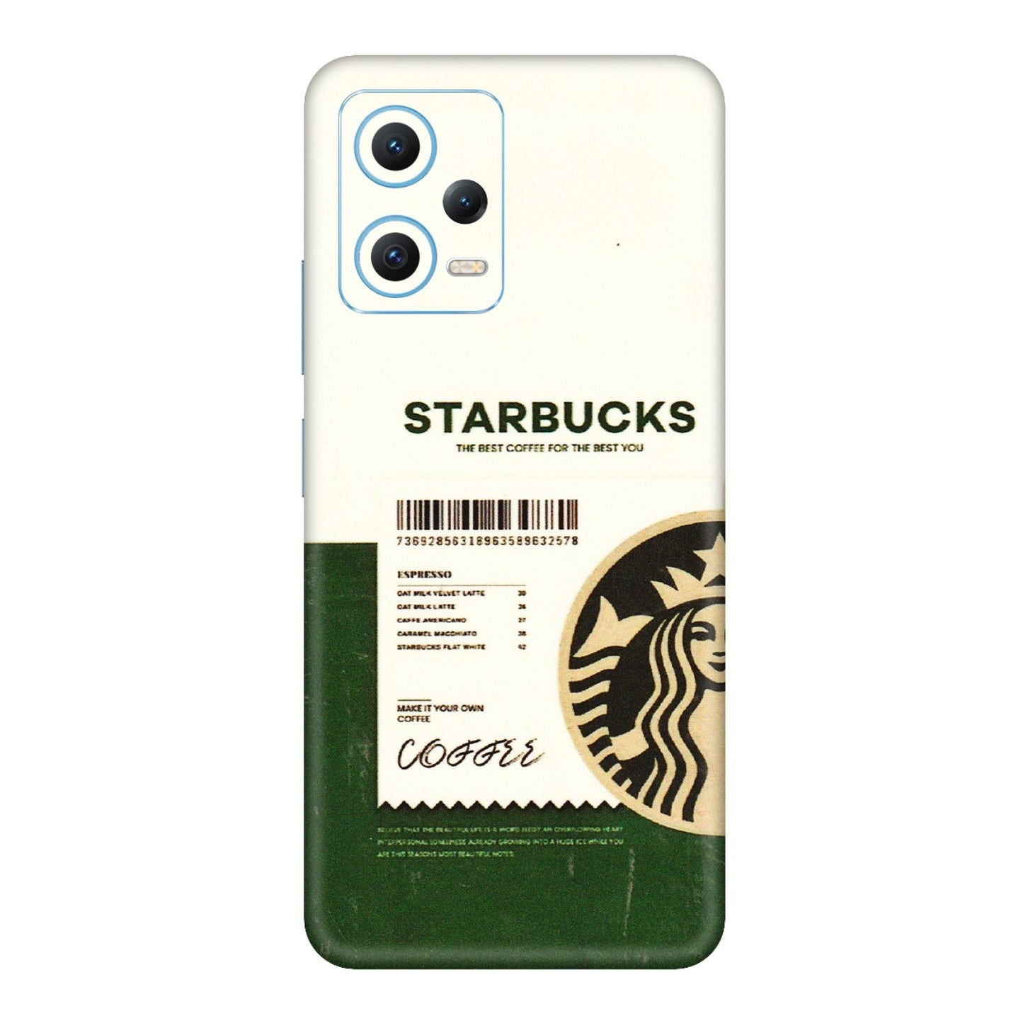 Xiaomi Redmi Phone Skins (All Models) - Starbucks Barcode - 3D Embossed Finish (L-308) Redmi Note 12 5G