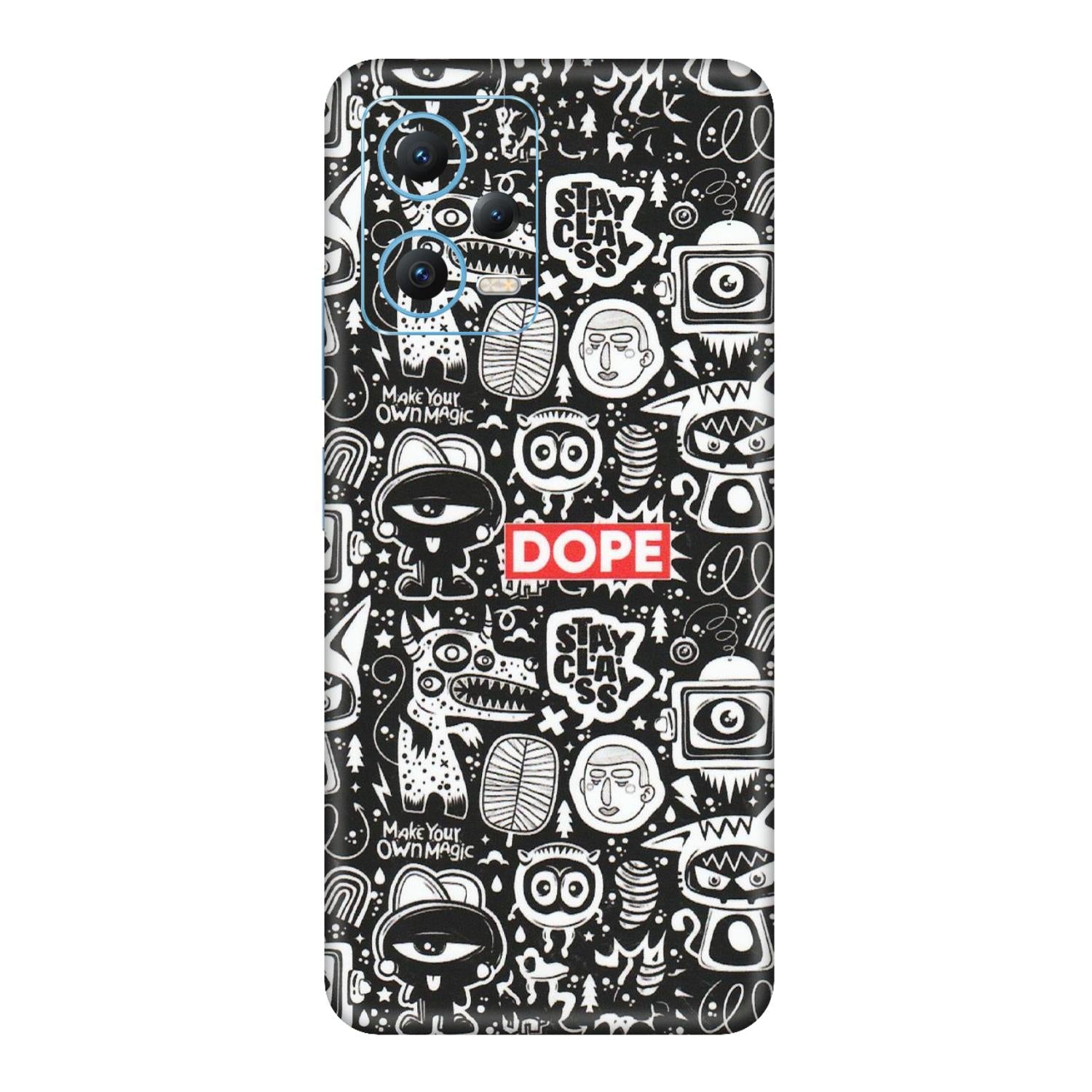 Xiaomi Redmi Phone Skins (All Models) - Dope Stay Classy Black Doodles - Matte Finish (M-126) Redmi Note 12 5G