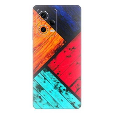 Xiaomi Redmi Phone Skins (All Models) - Colourful Wood Panels Abstract - 3D Embossed Finish (L-09) Redmi Note 12 Pro 5G