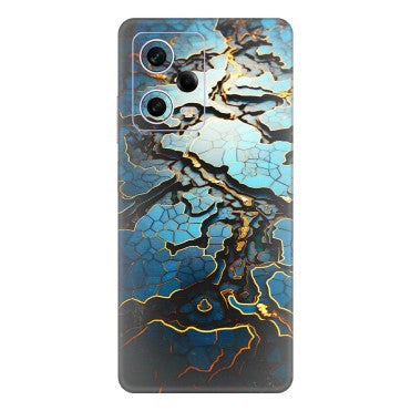 Xiaomi Redmi Phone Skins (All Models) - Blue Gold Abstract - 3D Embossed Finish (L-11) Redmi Note 12 Pro 5G