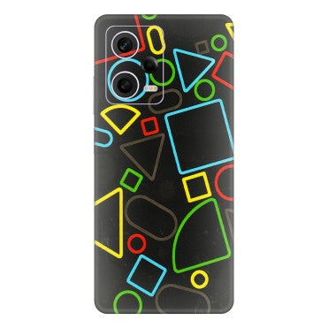 Xiaomi Redmi Phone Skins (All Models) - Black Shapes - 3D Embossed Finish (L-131) Redmi Note 12 Pro 5G