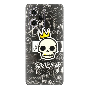 Xiaomi Redmi Phone Skins (All Models) - Funny Skull Black Chalk Grafitti - 3D Embossed Finish (L-22) Redmi Note 12 Pro 5G