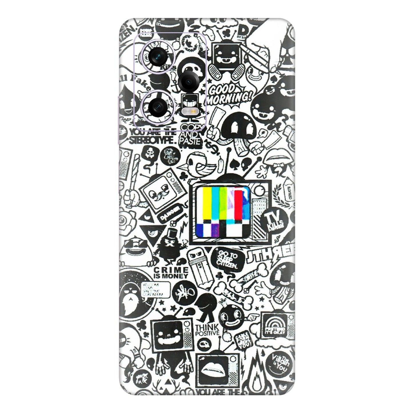 Xiaomi Redmi Phone Skins (All Models) - Doodles Positive Art - 3D Embossed Finish (L-263) Redmi Note 12 Pro 5G