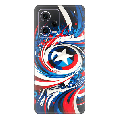 Xiaomi Redmi Phone Skins (All Models) - Captain America Logo - 3D Embossed Finish (L-307) Redmi Note 12 Pro 5G