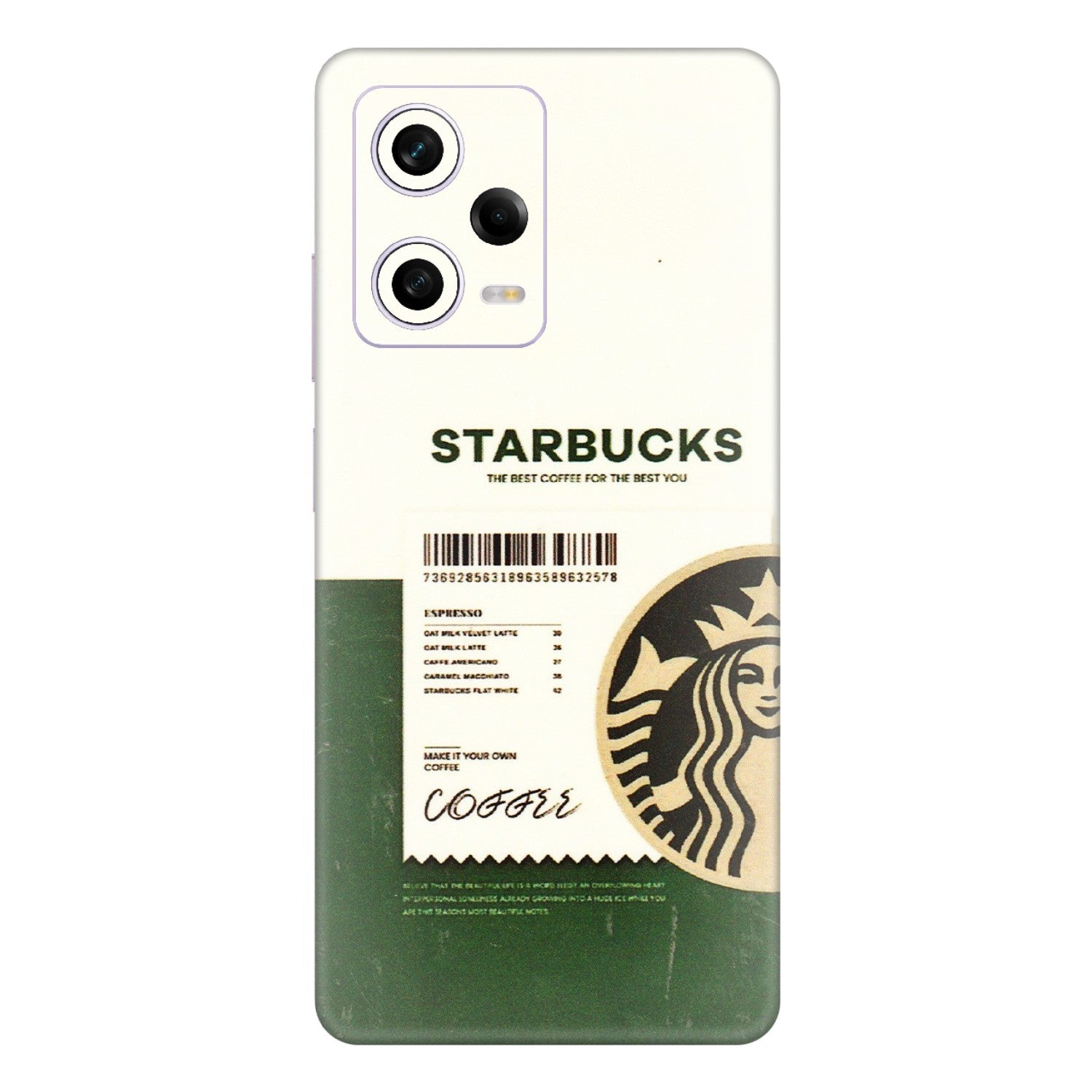 Xiaomi Redmi Phone Skins (All Models) - Starbucks Barcode - 3D Embossed Finish (L-308) Redmi Note 12 Pro 5G