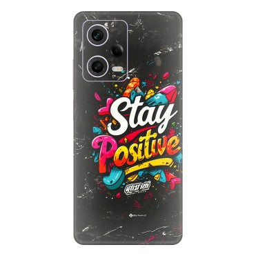 Xiaomi Redmi Phone Skins (All Models) - Stay Positive Black - 3D Embossed Finish (L-31) Redmi Note 12 Pro 5G