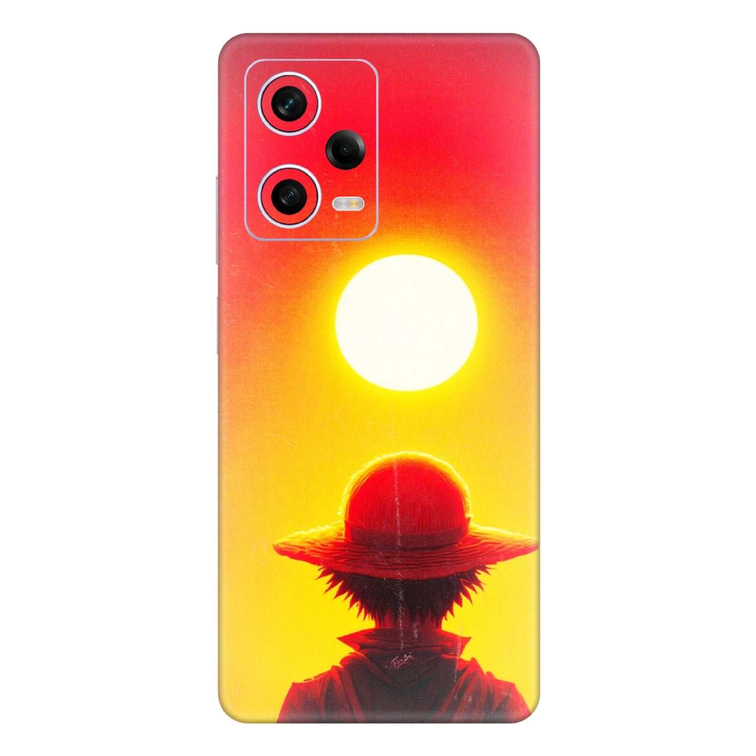 Xiaomi Redmi Phone Skins (All Models) - Cool Sunset With Monkey D.Luffy Anime - 3D Embossed Finish (L-329) Redmi Note 12 Pro 5G