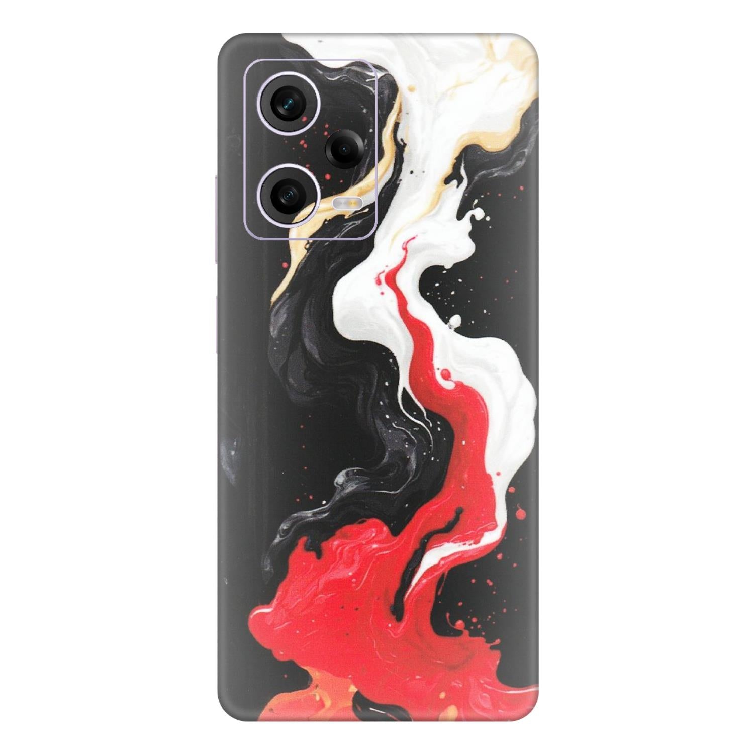 Xiaomi Redmi Phone Skins (All Models) - Black Red White Paint Splash Fusion - Matte Finish (M-56) Redmi Note 12 Pro 5G