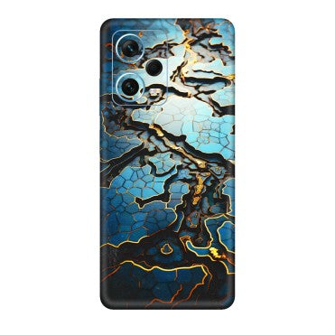 Xiaomi Redmi Phone Skins (All Models) - Blue Gold Abstract - 3D Embossed Finish (L-11) Redmi Note 12 Pro Plus 5G