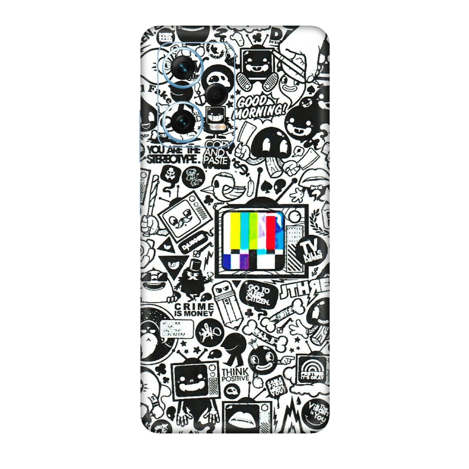 Xiaomi Redmi Phone Skins (All Models) - Doodles Positive Art - 3D Embossed Finish (L-263) Redmi Note 12 Pro Plus 5G