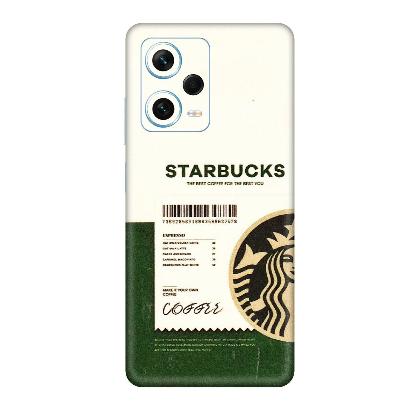 Xiaomi Redmi Phone Skins (All Models) - Starbucks Barcode - 3D Embossed Finish (L-308) Redmi Note 12 Pro Plus 5G