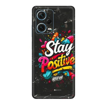 Xiaomi Redmi Phone Skins (All Models) - Stay Positive Black - 3D Embossed Finish (L-31) Redmi Note 12 Pro Plus 5G