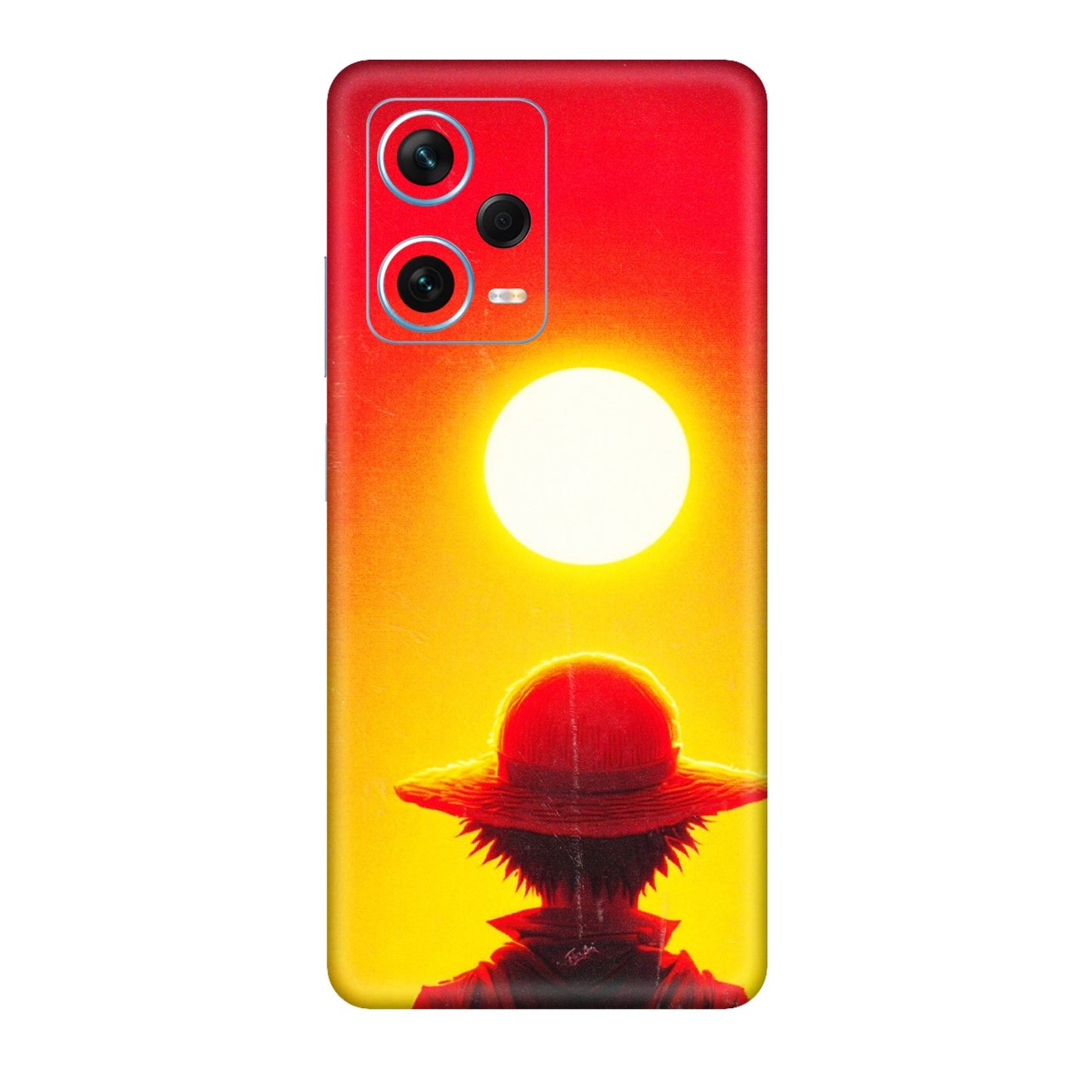 Xiaomi Redmi Phone Skins (All Models) - Cool Sunset With Monkey D.Luffy Anime - 3D Embossed Finish (L-329) Redmi Note 12 Pro Plus 5G