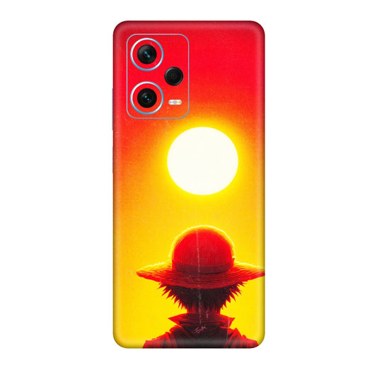 Xiaomi Redmi Phone Skins (All Models) - Cool Sunset With Monkey D.Luffy Anime - 3D Embossed Finish (L-329) Redmi Note 12 Pro Plus 5G