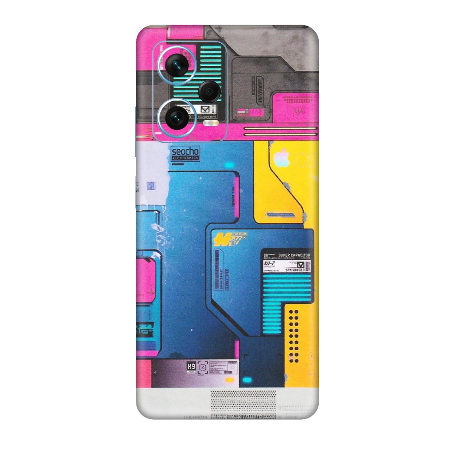 Xiaomi Redmi Phone Skins (All Models) - Colourfull Motherboard Internals - Matte Finish (M-55) Redmi Note 12 Pro Plus 5G