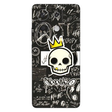 Xiaomi Redmi Phone Skins (All Models) - Funny Skull Black Chalk Grafitti - 3D Embossed Finish (L-22) Redmi Note 13 5G