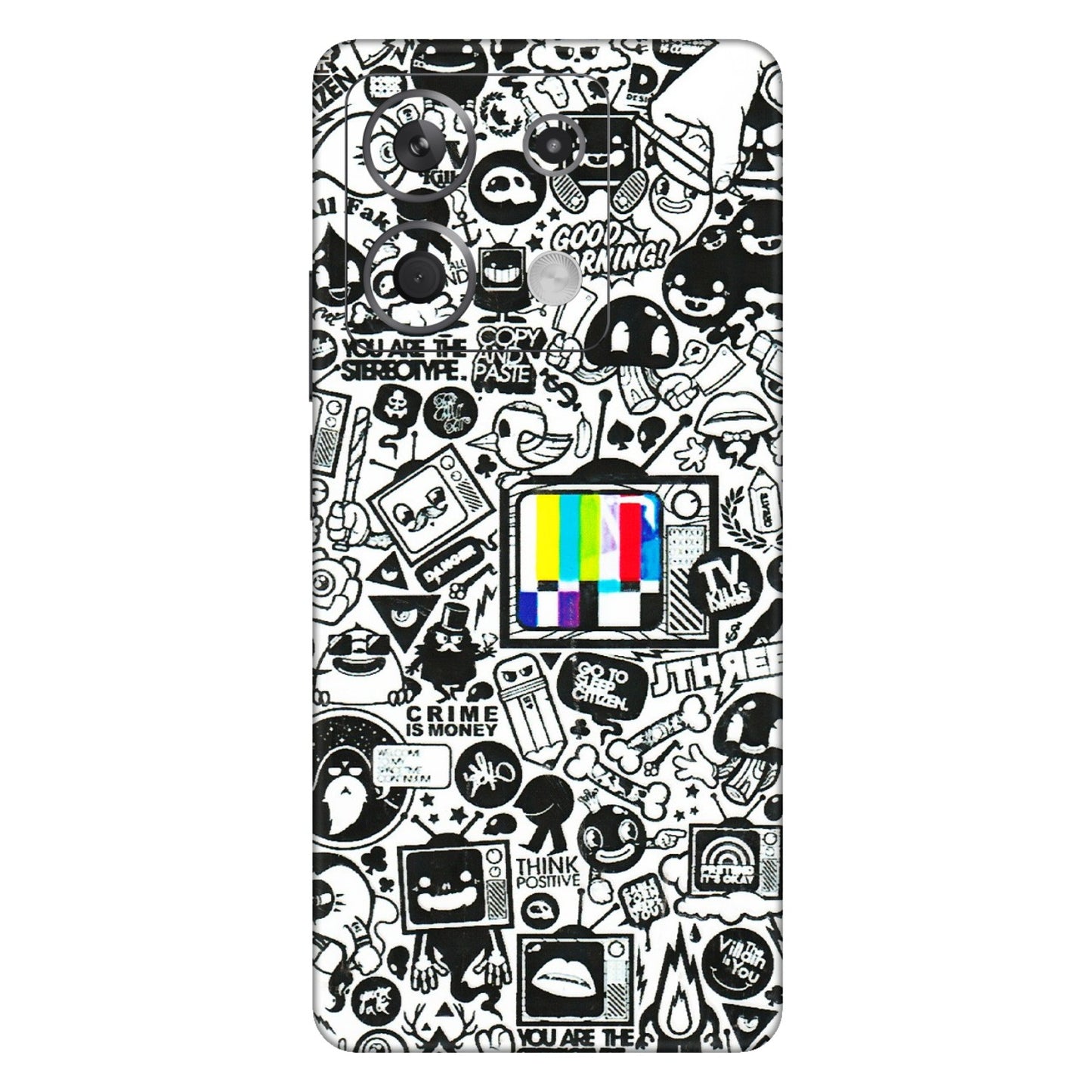 Xiaomi Redmi Phone Skins (All Models) - Doodles Positive Art - 3D Embossed Finish (L-263) Redmi Note 13 5G