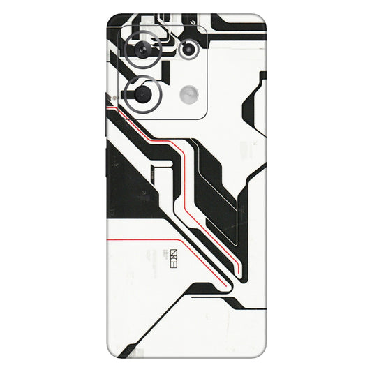 Xiaomi Redmi Phone Skins (All Models) - White Techy Logo - 3D Embossed Finish (L-312) Redmi Note 13 5G