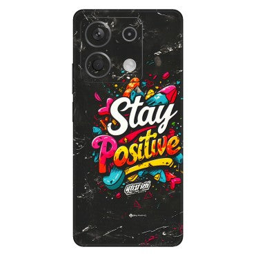 Xiaomi Redmi Phone Skins (All Models) - Stay Positive Black - 3D Embossed Finish (L-31) Redmi Note 13 5G