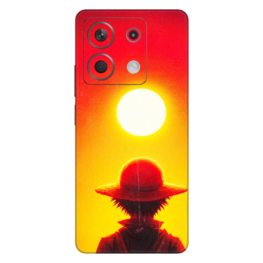 Xiaomi Redmi Phone Skins (All Models) - Cool Sunset With Monkey D.Luffy Anime - 3D Embossed Finish (L-329) Redmi Note 13 5G