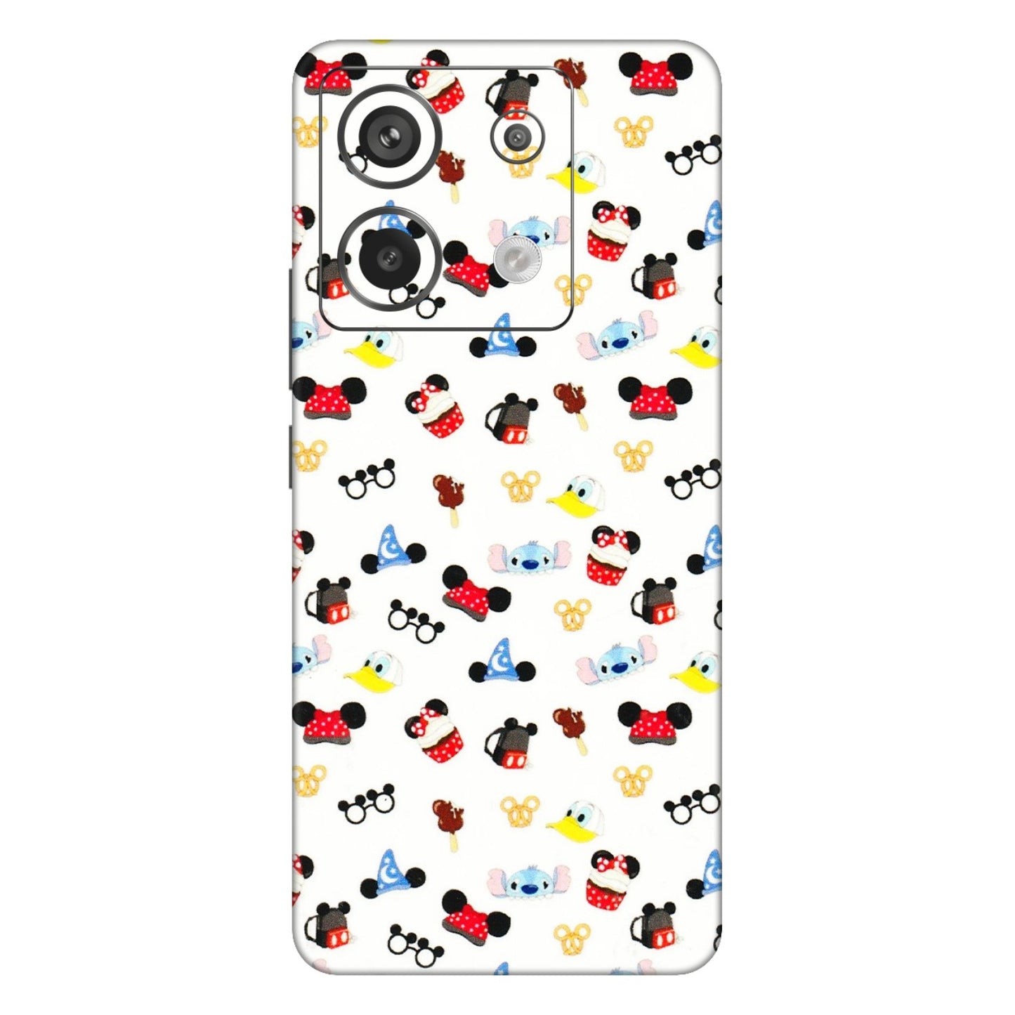 Xiaomi Redmi Phone Skins (All Models) - Minnie Mouse & Donald Doodles s - 3D Embossed Finish (L-194) Redmi Note 13 Pro 5G